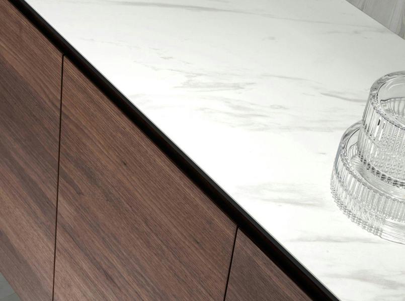 Angel Cerdá Walnut Sideboard With Glass Top Imitating Marble 3080