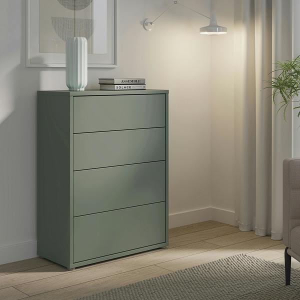 Alice Springs 4 Drawer Chest with Push-to-Open Drawers in Sage Green