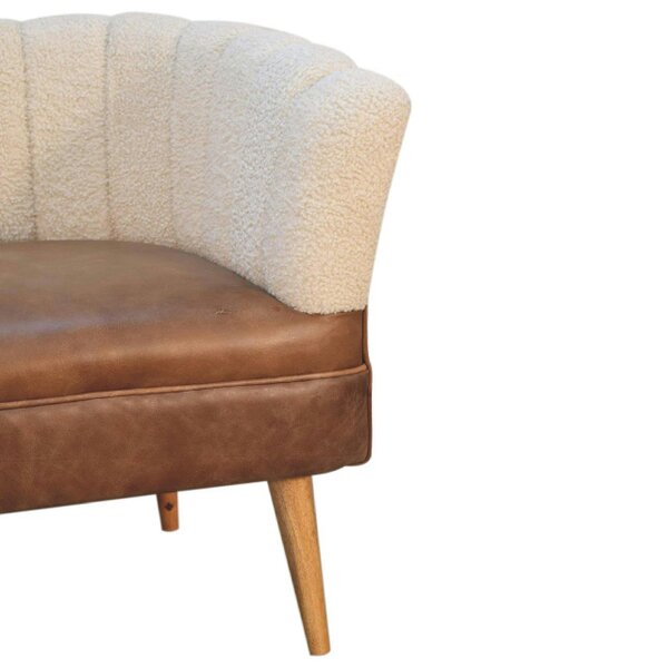 Wyld Haus Olbia Cream Boucle and Buffalo Leather Armchair