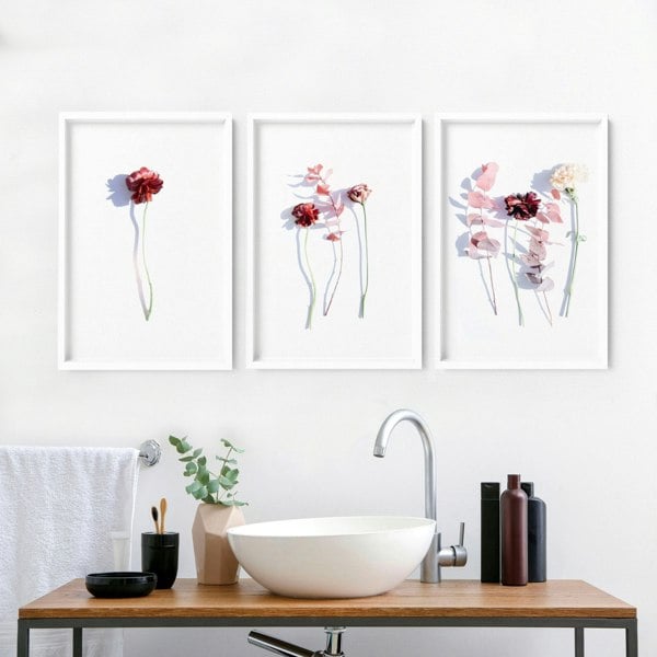 Bathroom wall hanging | set of 3 framed wall art