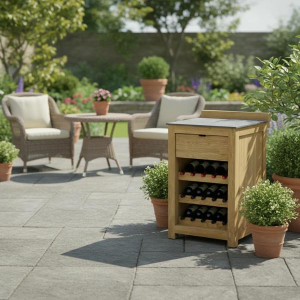 Ocean Designs Barletta Teak Kitchen Wine Rack Unit
