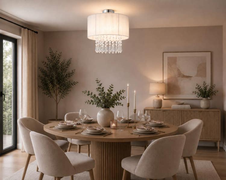 COSYLYTE Winni Modern Beaded Voile Cream Ceiling Light