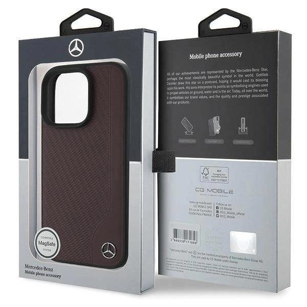 Mercedes MB Wood Imitation Leather Case with MagSafe for iPhone 16 Pro Max 6.9" Red - MEHMP16X23RBGVR