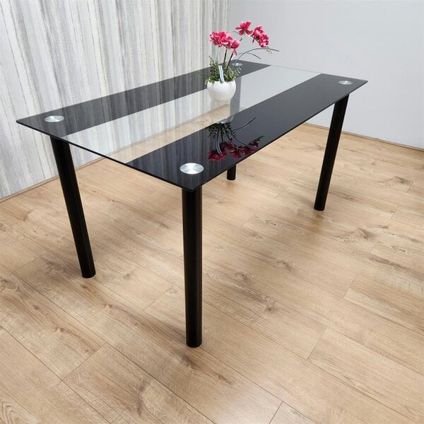 Kosy Koala Dining Table Clear Glass Kitchen Place for 6 Seats, Dining Table Only (Clear H 75 x L 140 x W 80 cm)