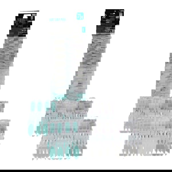 JVL Plastic Peg Basket, Grey with 48 Soft Grip Plastic Pegs, Aqua