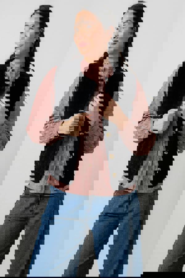 Lily & Me Dusk Stretch Cotton Jumbo Cord Gilet Black