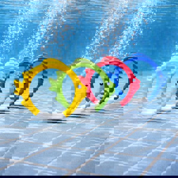 smartbies Intex Underwater Fish Rings Pack of 4 | Diving Pool Toys for Kids