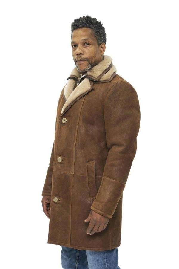 Infinity Leather Mens Warm Shearling Sheepskin Leather Coat-Ilford