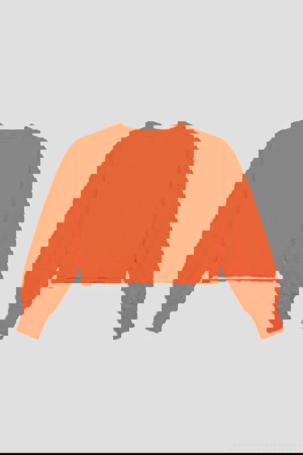 ENORSIA Raw Edge Chest Print Sweatshirt