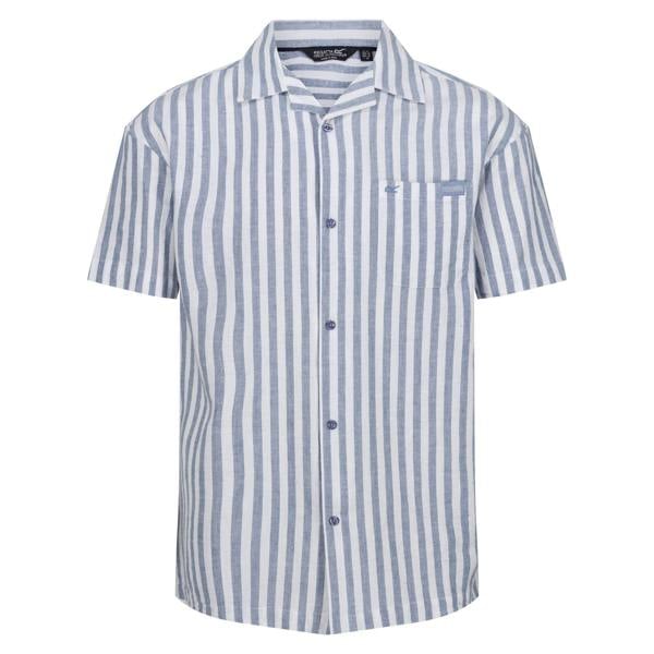 Regatta Mens Shorebay II Stripe Short-Sleeved Shirt - Coronet Blue/White - 