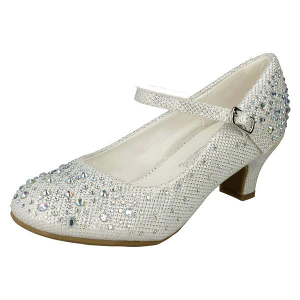 Spot On Girls Junior Spot On Sparkly Kitten Heel Party Shoes