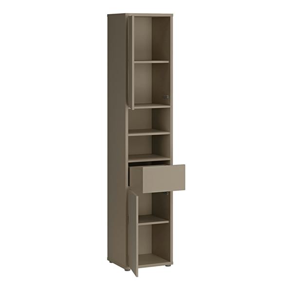 Furniture To Go Alice Springs Tall Narrow Bathroom Storage Cabinet with 2 Doors Push-to-Open & 1 Drawer Push-to-Open in Taupe