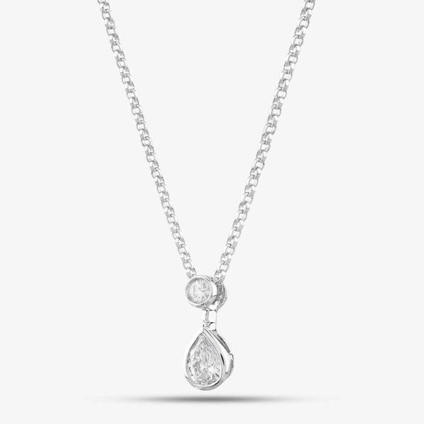 T. H. Baker 18ct White Gold 0.31ct Pear & Brillaint Cut Diamond Dropper Necklace P22430GW18DD