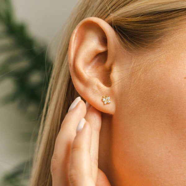 BLOOMTINE Enchanting Flutterfly™ Solid Gold Diamond Butterfly Studs