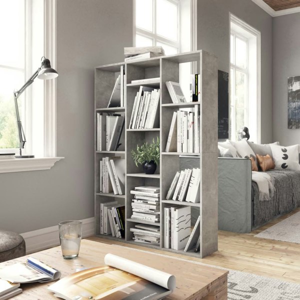 Berkfield Room Divider/Book Cabinet Concrete Grey 100x24x140 cm Engineered Wood