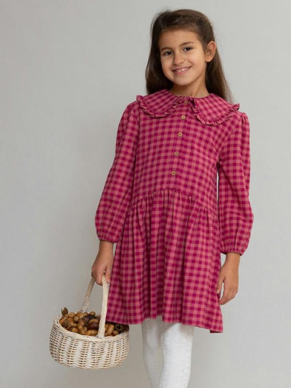 Kite Girls Organic Damson Check Dress