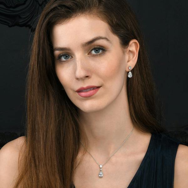 namana 925 Sterling Silver Pear Drop Pendant Necklace