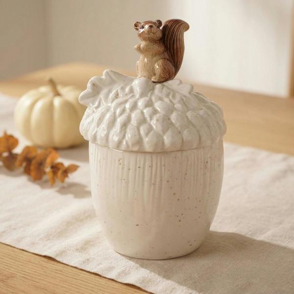 Garden Greatness Harvest Squirrel Acorn Storage Jar