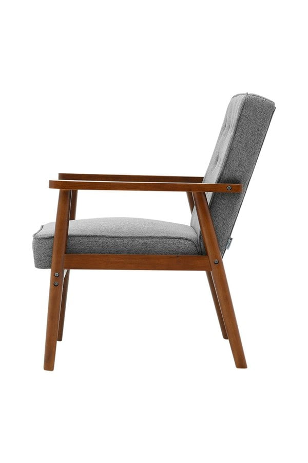 Living and Home Grey Modern Wood Frame Linen Upholstered Lounge Chair