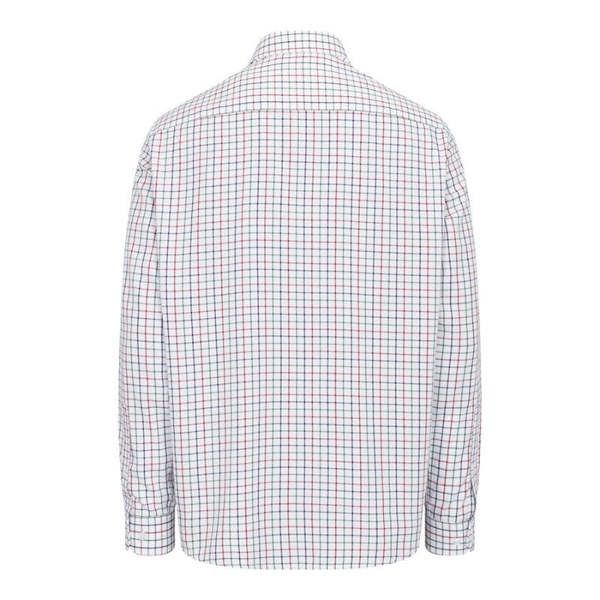 Back view of Hoggs of Fife Fernie bamboo shirt in red and green country check, classic countryside shirt for farming and field sports