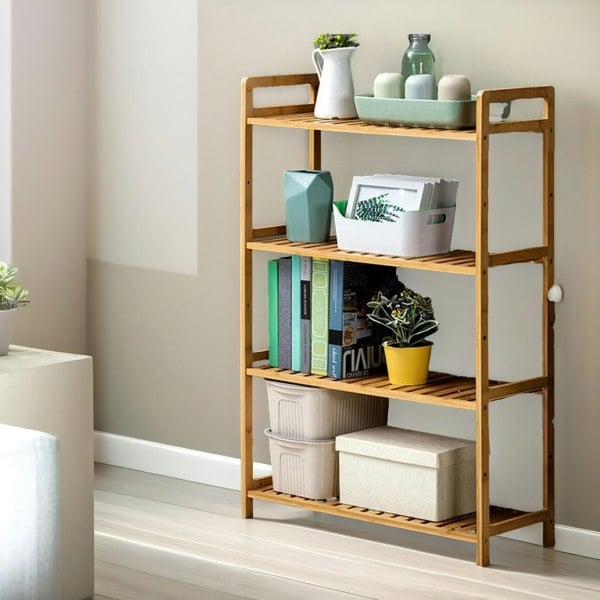 Rafaelo Mobilia 4 Tier Bamboo Shelving Rack