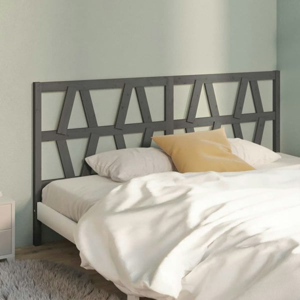 Berkfield Bed Headboard Grey 206x4x100 cm Solid Wood Pine