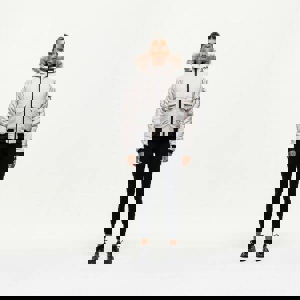 Good For Nothing Stone Padded Parka Jacket with Faux Fur Trim Hood - Stone Image 4