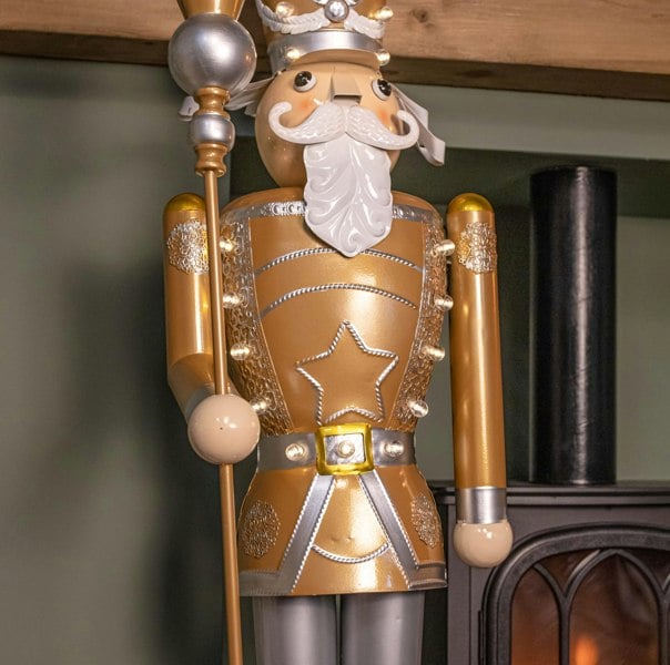 Samuel Alexander 1.2m Battery Operated Light up Giant Christmas Gold Nutcracker with LEDs