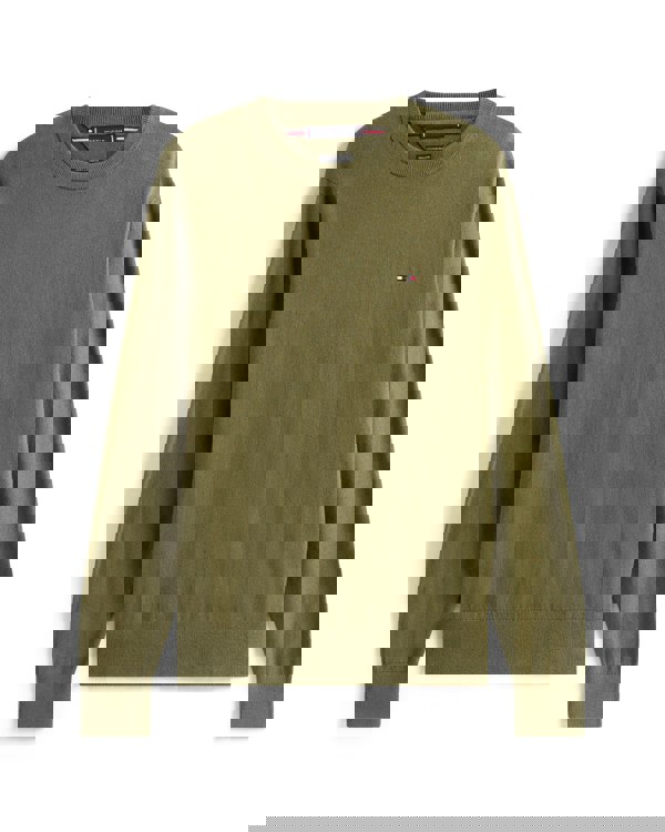 Tommy Hilfiger Organic Cotton Cashmere Mens Crew Sweater - Huntsman Green