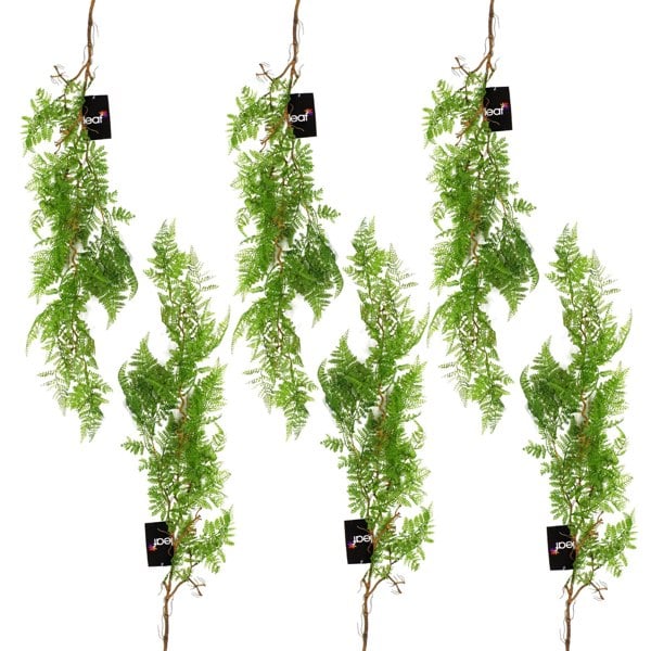 Leaf 6 x 100cm Artificial Hanging Maidenhair Fern Plant Dark Green