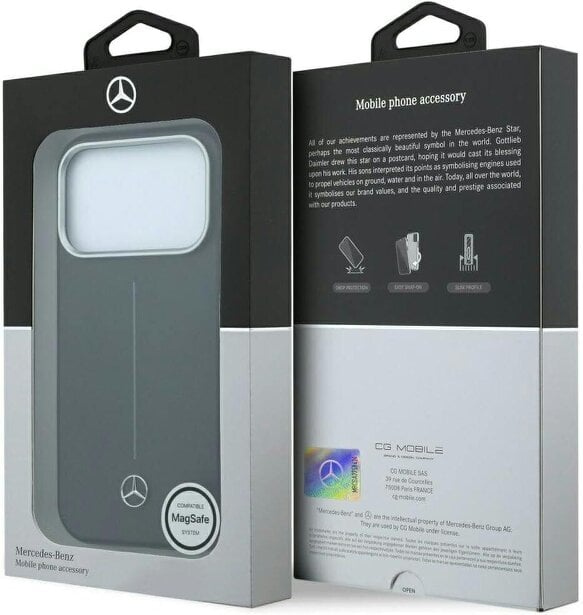 Mercedes Leather Semi Wrap Iconic Line Case with MagSafe for iPhone 17/18 Pro Max 6.9" Black - MEHMP18X25PFWSTK