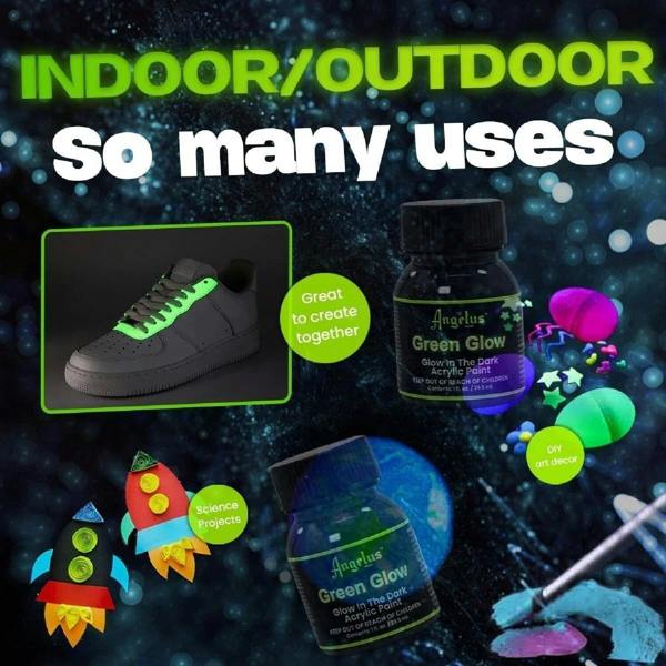 Angelus Green Glow Paint - Glow in the Dark for Leather 1oz