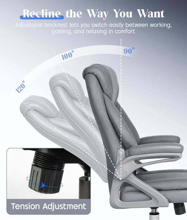 ADOV Executive Office Chair with Padded Flip-up Armrests, High Back Ergonomic Desk Chair with Lumbar Support