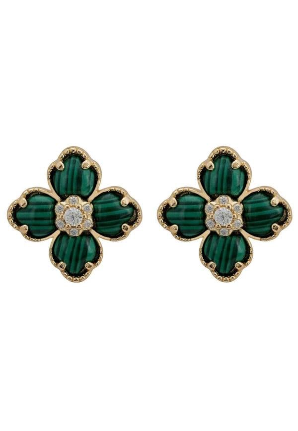 Green clover gold stud earrings.