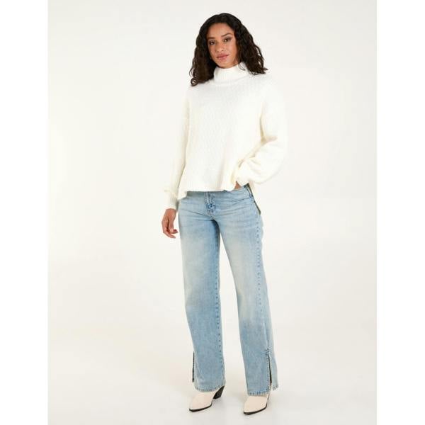 Blue Vanilla Textured High Neck Jumper
