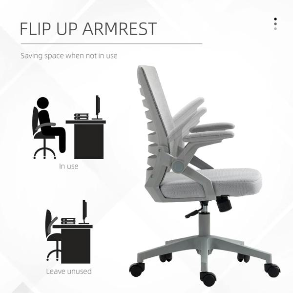 44-53.5cm Adjustable Height Work Chair, with Mesh Back - Grey