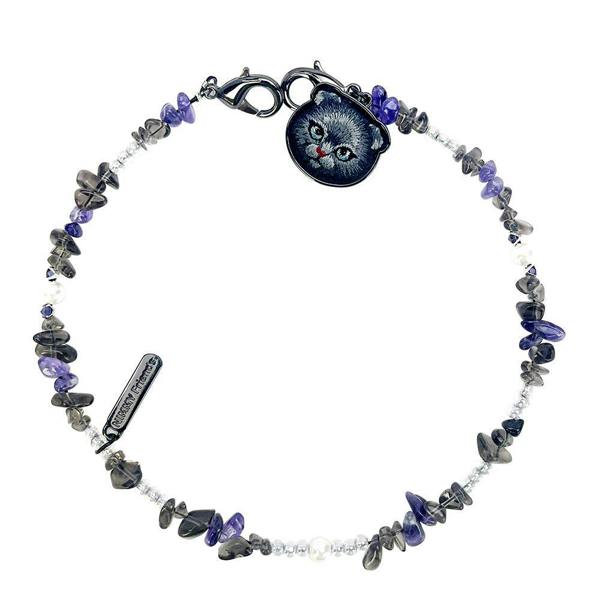 Nimmy Friends Nimmy Big Eye Cute Pet Black Cat Mobile Phone Chain Bag Charm Crystal Bracelet Black - N-CXMC-SL-03