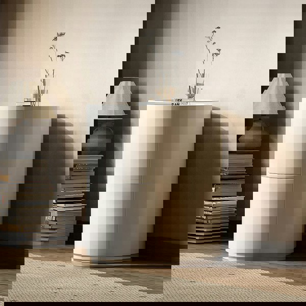 Farooq Round Bedside Table, White-Weilai Concept