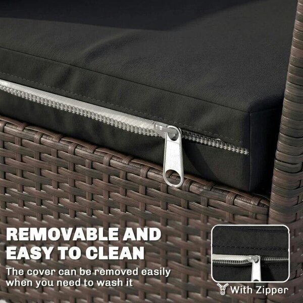 Outdoor Seat Cushion Pads for Rattan Furniture, 3 PCs Garden Furniture Cushions, Black