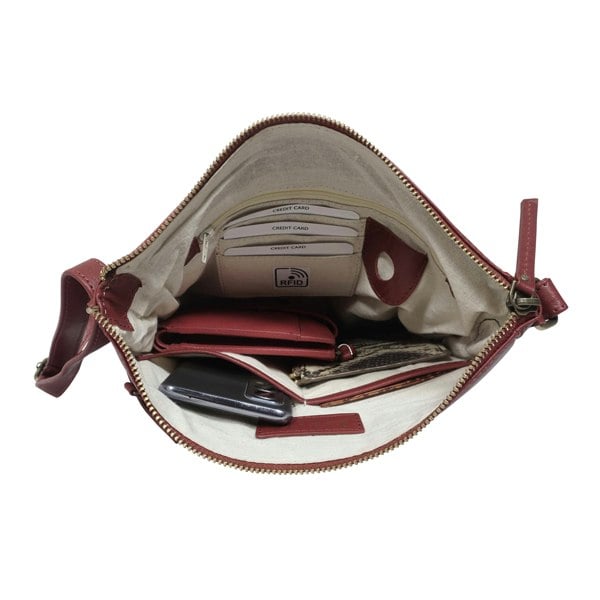 Assots London 'AGATHA' Chillipepper Red Vintage Polished VT Real Leather Crossbody Bag