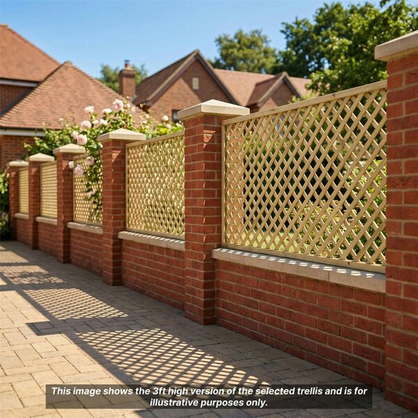 Premier Garden Supplies Urban Diamond Fence Panel Topper 6ft x 1-3ft Garden Trellis, Wall-Mount or Add Extra Height, Treated - Wood - 3, 4 or 5 - 5 Pack Height: 1ft x Width: 6ft (182.8cm) x 5 Pack