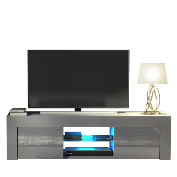 Mex Furniture 130cm TV Unit Sideboard Cabinet Cupboard with High Gloss Doors and LED Light