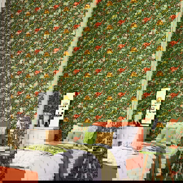 Hoopla Walls Jurassic Party - Olive Jungle 10m Wallpaper