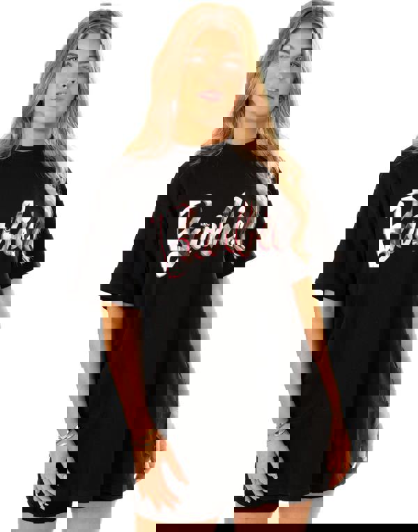 Barbie Womens Black Logo Oversized Short Sleeved T-Shirt