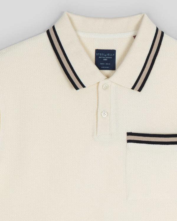 Steel & Jelly Tolworth - Textured Polo Shirt With Contrast Rib