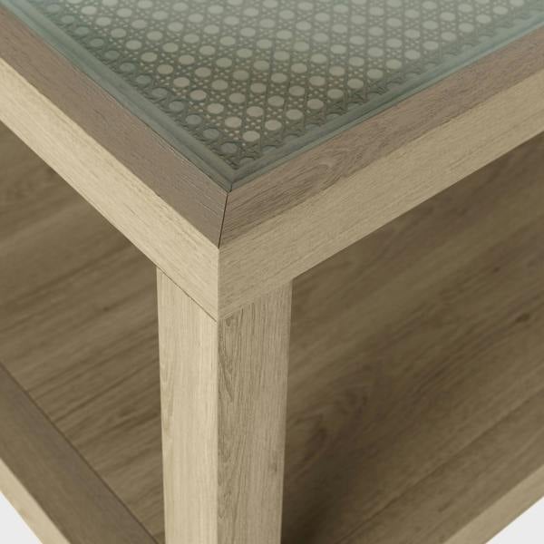 Wyld Haus Portugal Natural Oak and Cane Glass Top Coffee Table