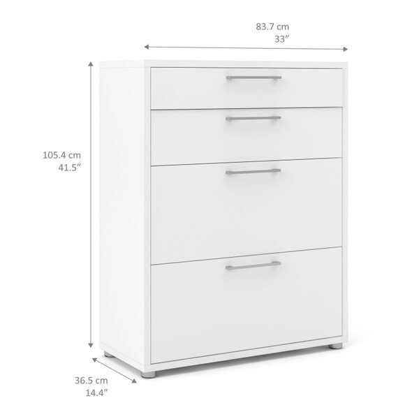 Wyld Haus Dris White Wooden Office Storage 2 Drawers + 2 File Drawers