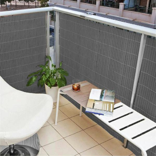 Artificial PVC Bamboo Screening Fence 4m - Grey - Evergreenery