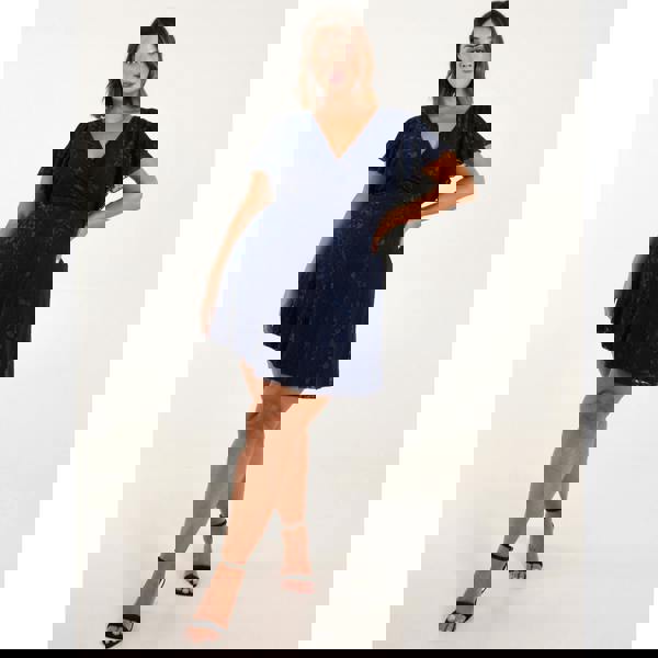 Blue Vanilla Curve Mesh Wrap Dress