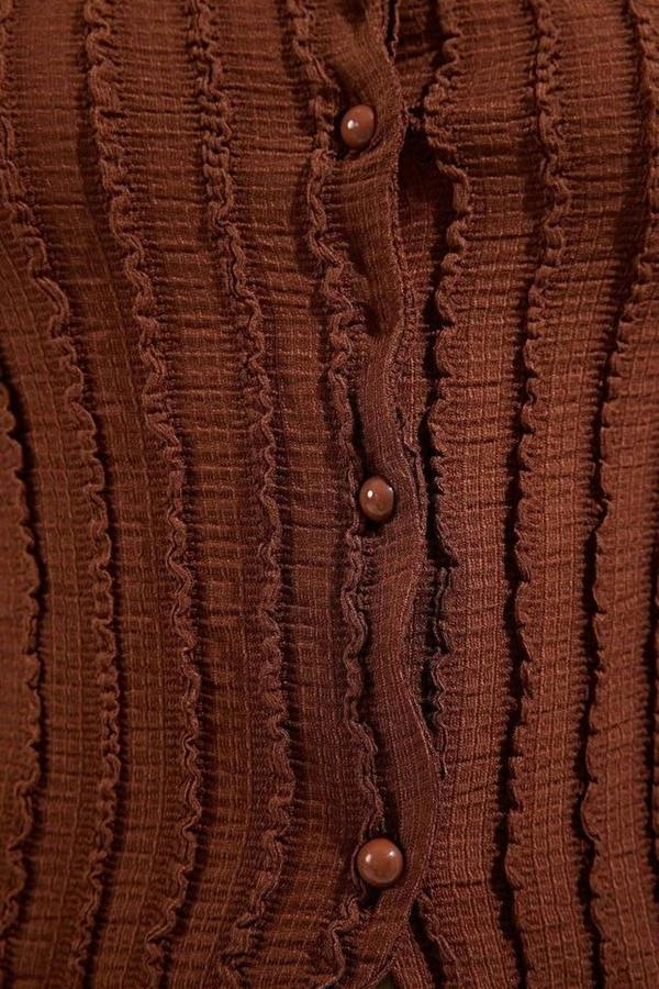 WOVCOR Regular Fit Knitted Blouse with Knitwear Look